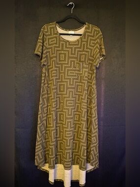 LuLaRoe - Olive Green Pattern Dress size large